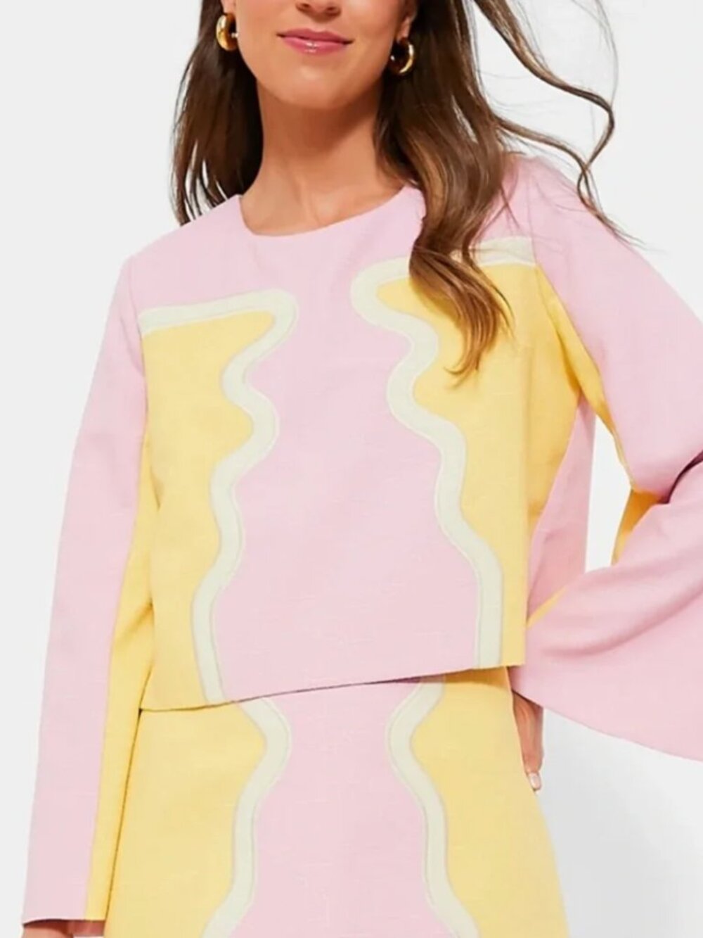Tuckernuck | NWT Pop of Peony Maxine Top featuring wavy yellow and pink-XXL